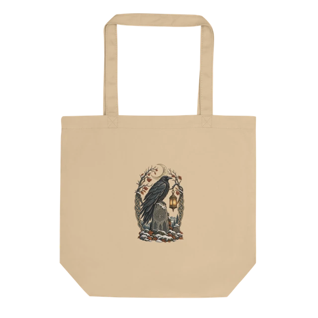 Market tote with Winter Nights — Lantern Raven artwork
