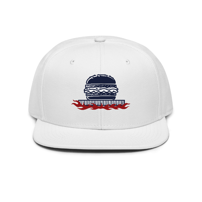 Flame Grate Snapback — Front dtf hat