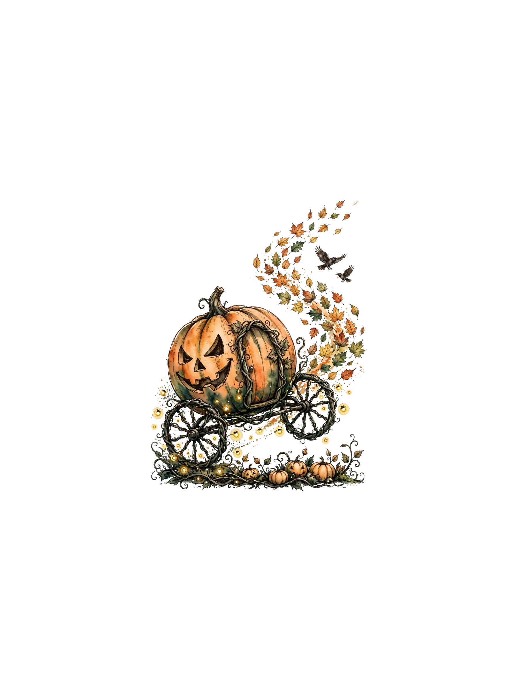 Watercolor Pumpkin Carriage — exact print artwork