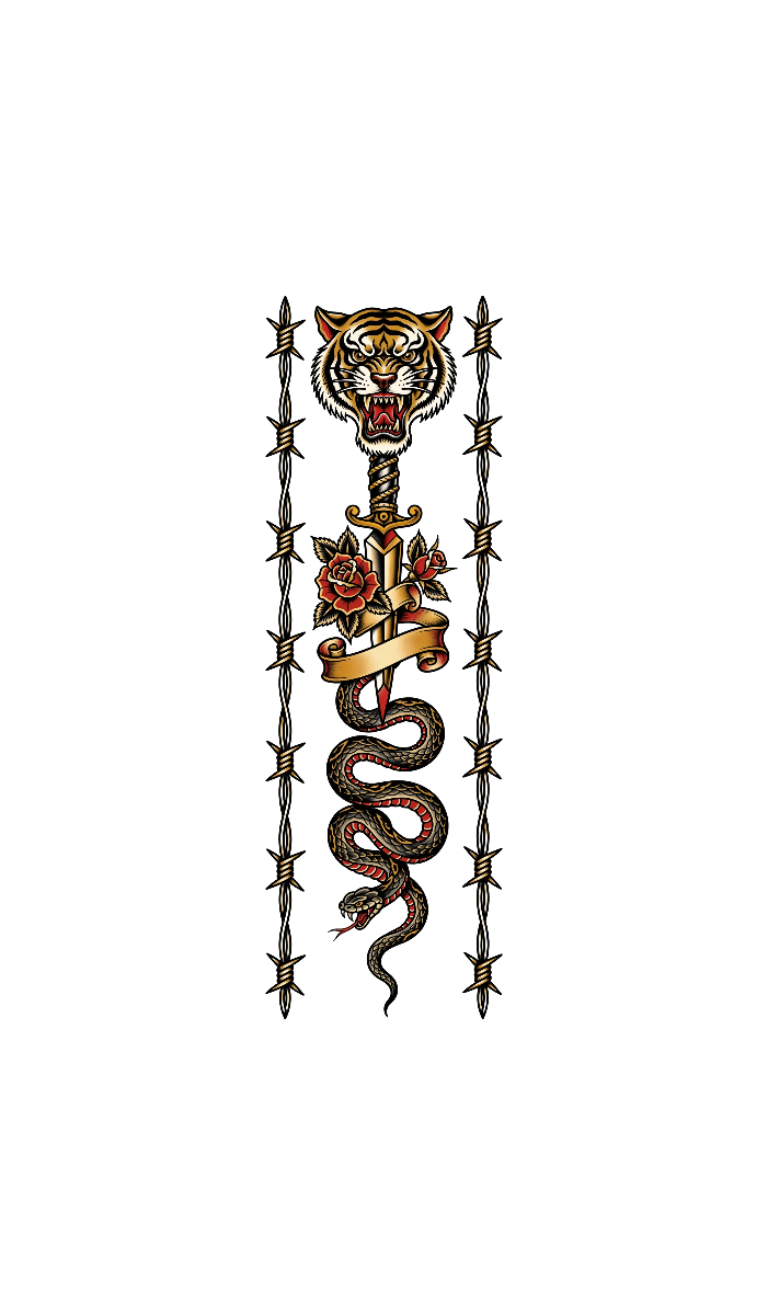 hp-socks-fun-tigerfang-tattooflash — exact print artwork