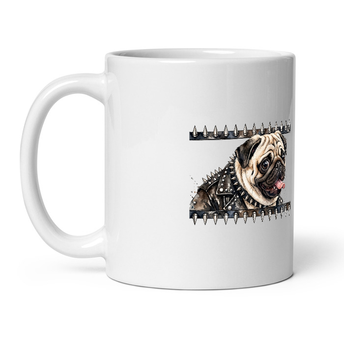 hp-mug-fun-pug-punk-watercolor on White Glossy Mug — product photo