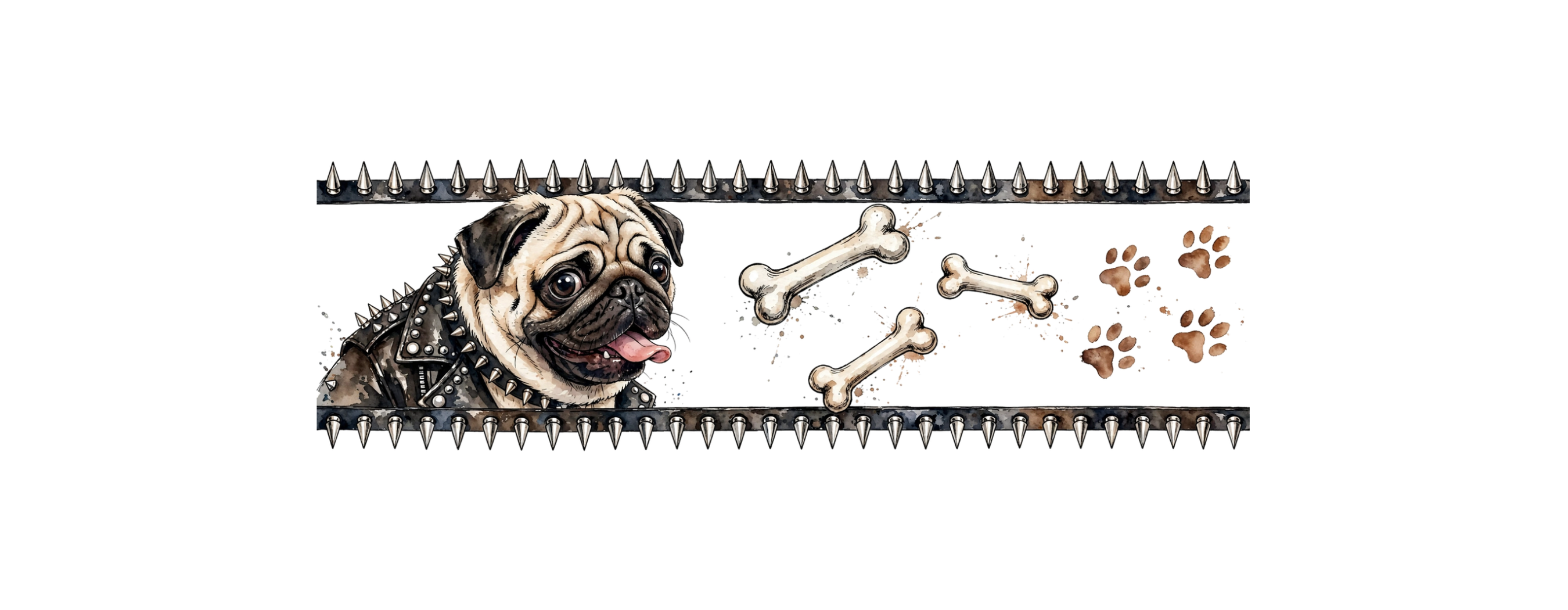 hp-mug-fun-pug-punk-watercolor on White Glossy Mug — exact print artwork