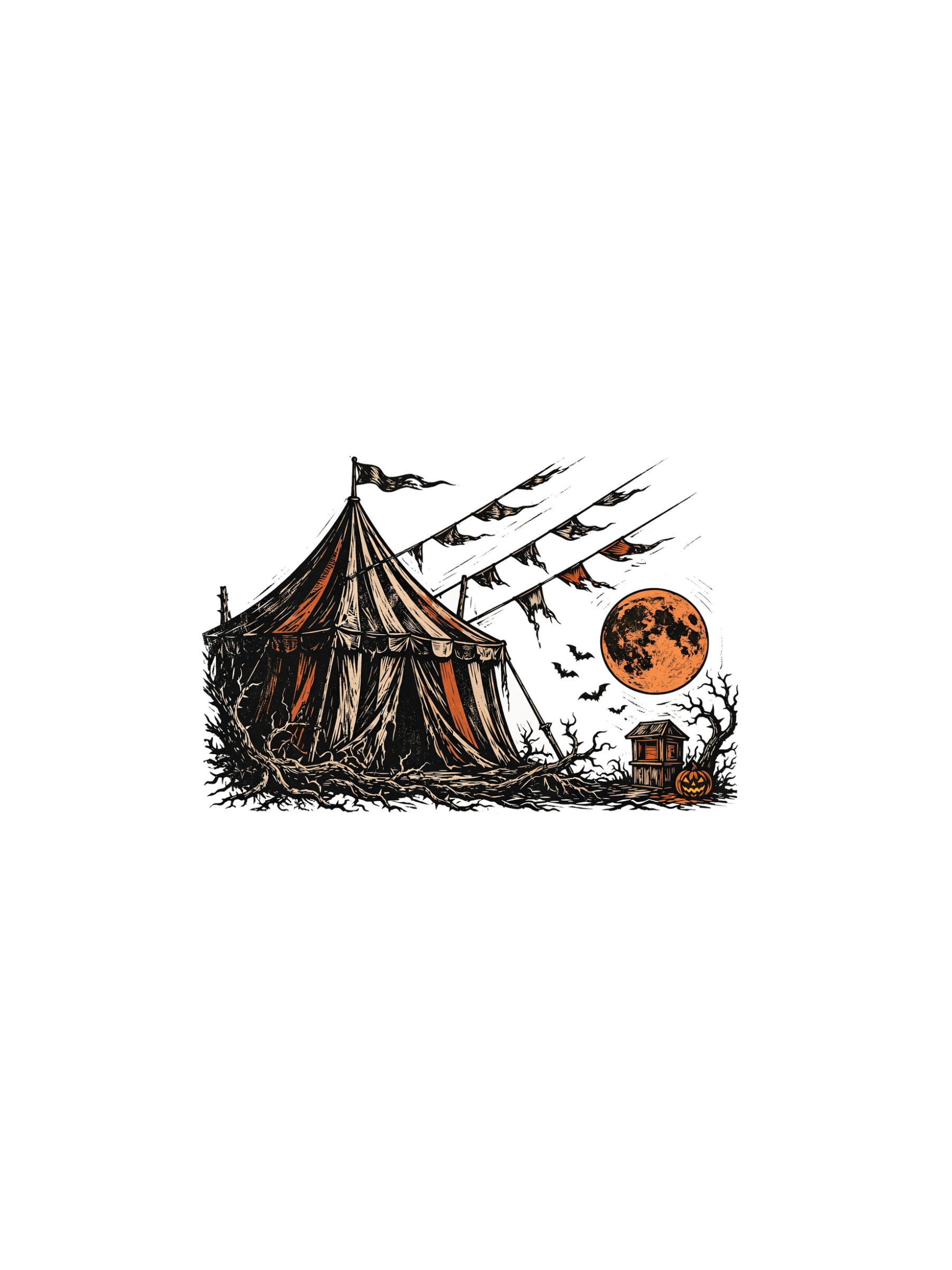 hp-sweatchest-halloween-circus-tent-woodcut on Unisex Crew Neck Sweatshirt | Gildan 18000 — exact print artwork