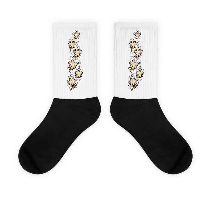 hp2-socks-gift-halloween-ghosts on Black Foot Sublimated Socks — Default