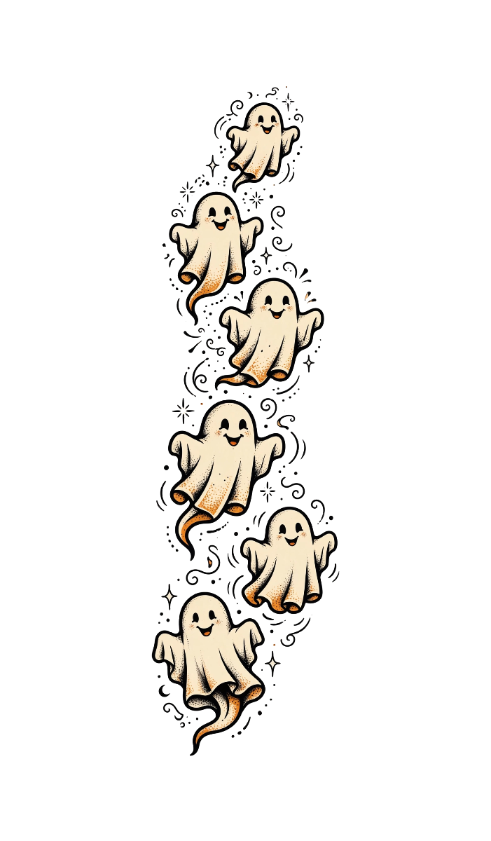 hp2-socks-gift-halloween-ghosts on Black Foot Sublimated Socks — exact print artwork