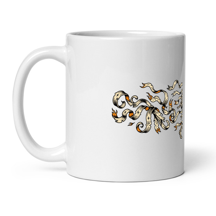 hp2-mug-gift-halloween-mummy-wrap on Black Glossy Mug — product photo
