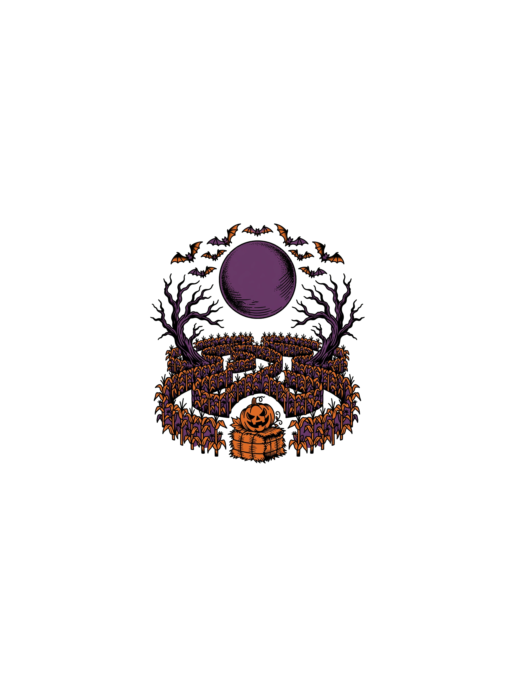 hp-teechest-halloween-cornmaze-tattooflash — exact print artwork