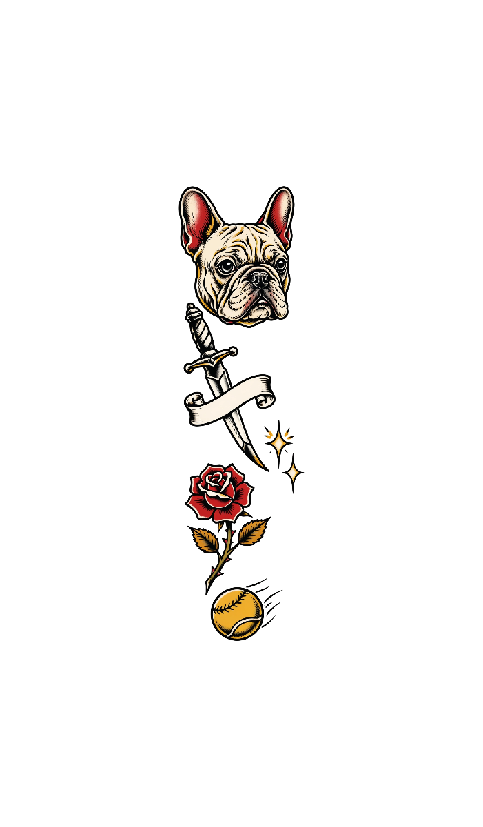 Frenchbulldog Tattooflash — exact print artwork
