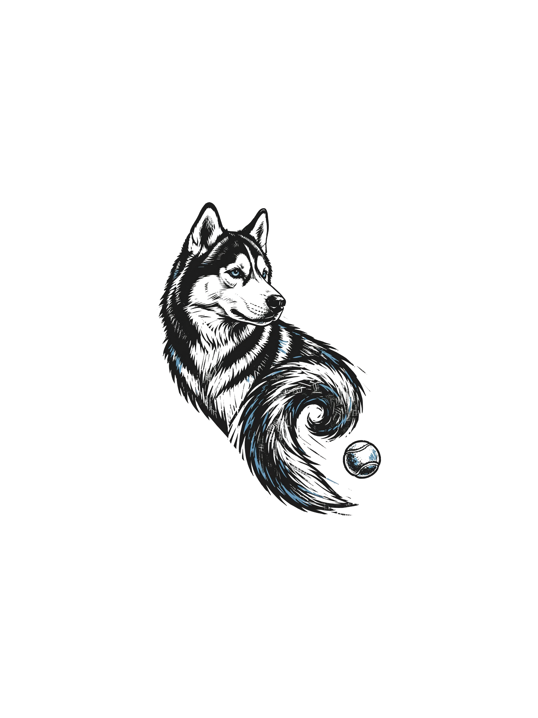 Tankchest Pet Husky Woodcut — exact print artwork