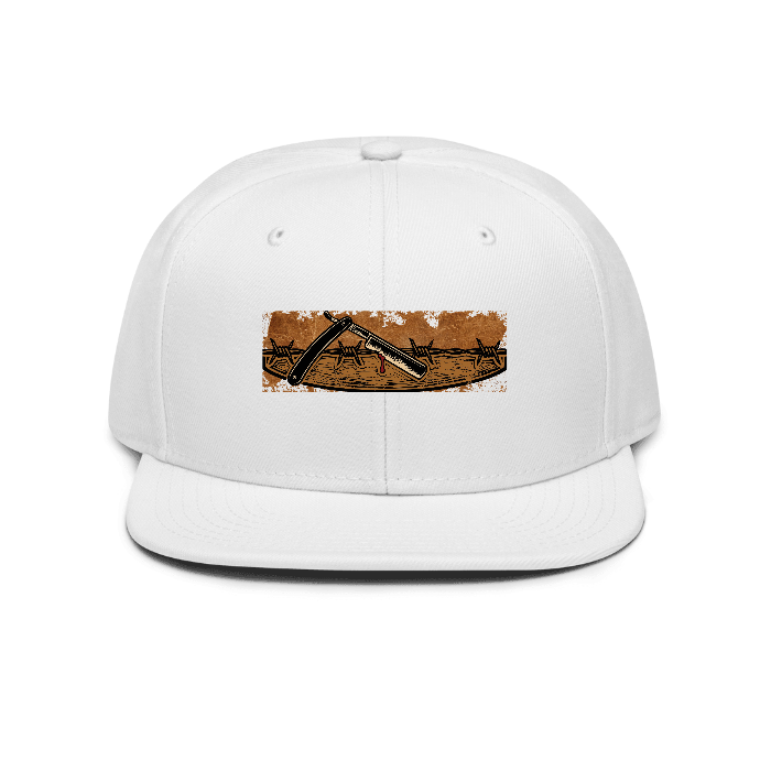 Barber Slash Snapback — Front dtf hat