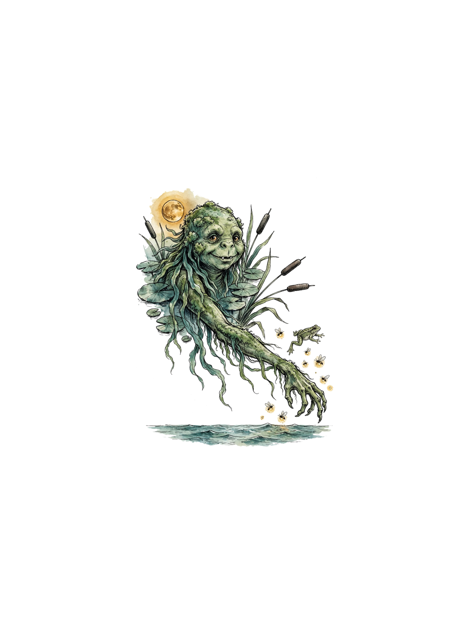 hp-tankchest-halloween-swampcreature-watercolor on Unisex Staple Tank Top | Bella + Canvas 3480 — exact print artwork