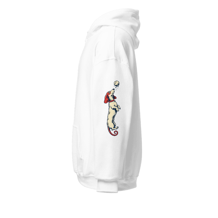 Dachshund Halftone Hoodie — Sleeve left