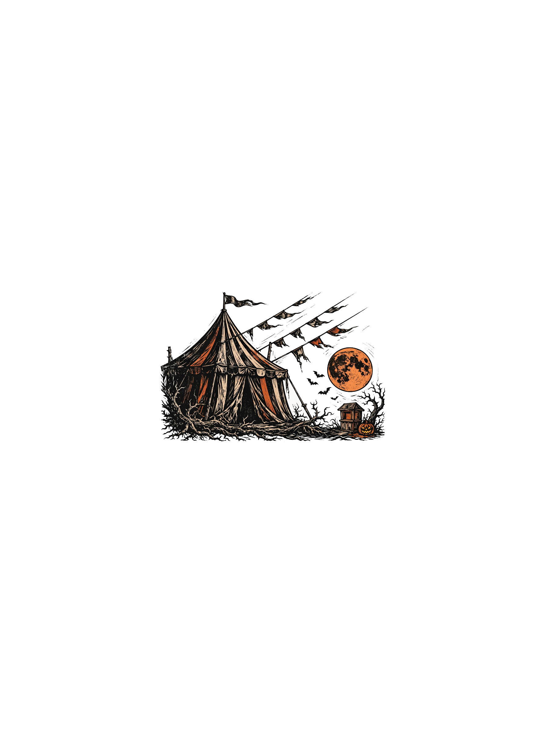 hp-sweatchest-halloween-circus-tent-woodcut — exact print artwork