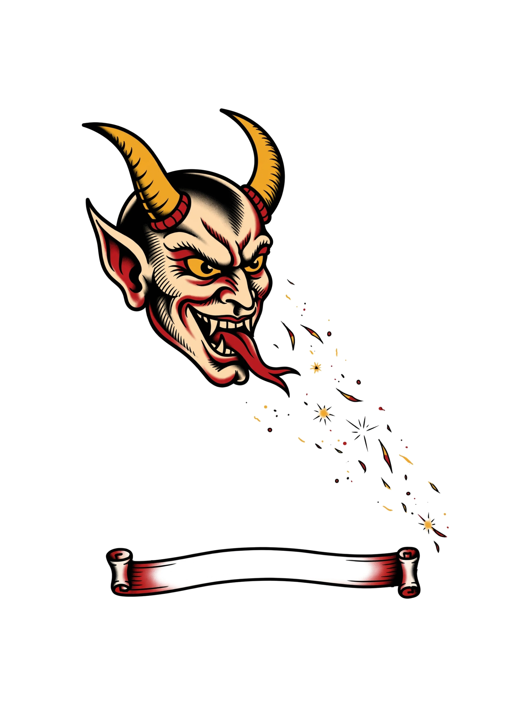 hp-hoodie2back-halloween-devil-tattooflash on Unisex Pullover Hoodie | Bella + Canvas 3719 — exact print artwork