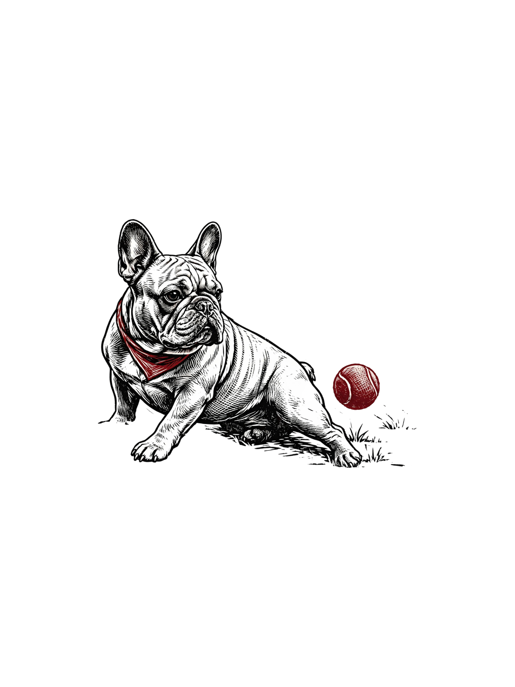 Longchest Pet Bulldog Woodcut — exact print artwork