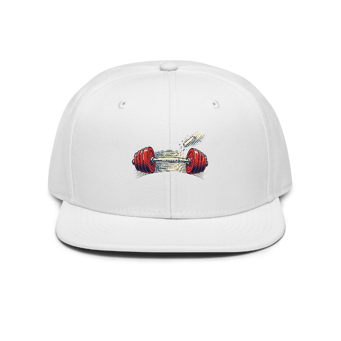 Dumbbell Halftone Snapback — Front dtf hat