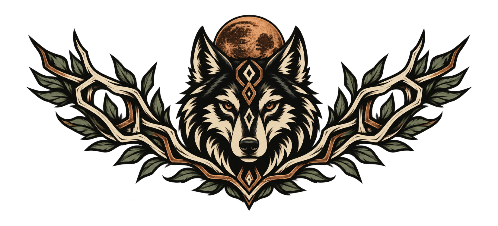 Moonward Wolf Snapback — exact print artwork