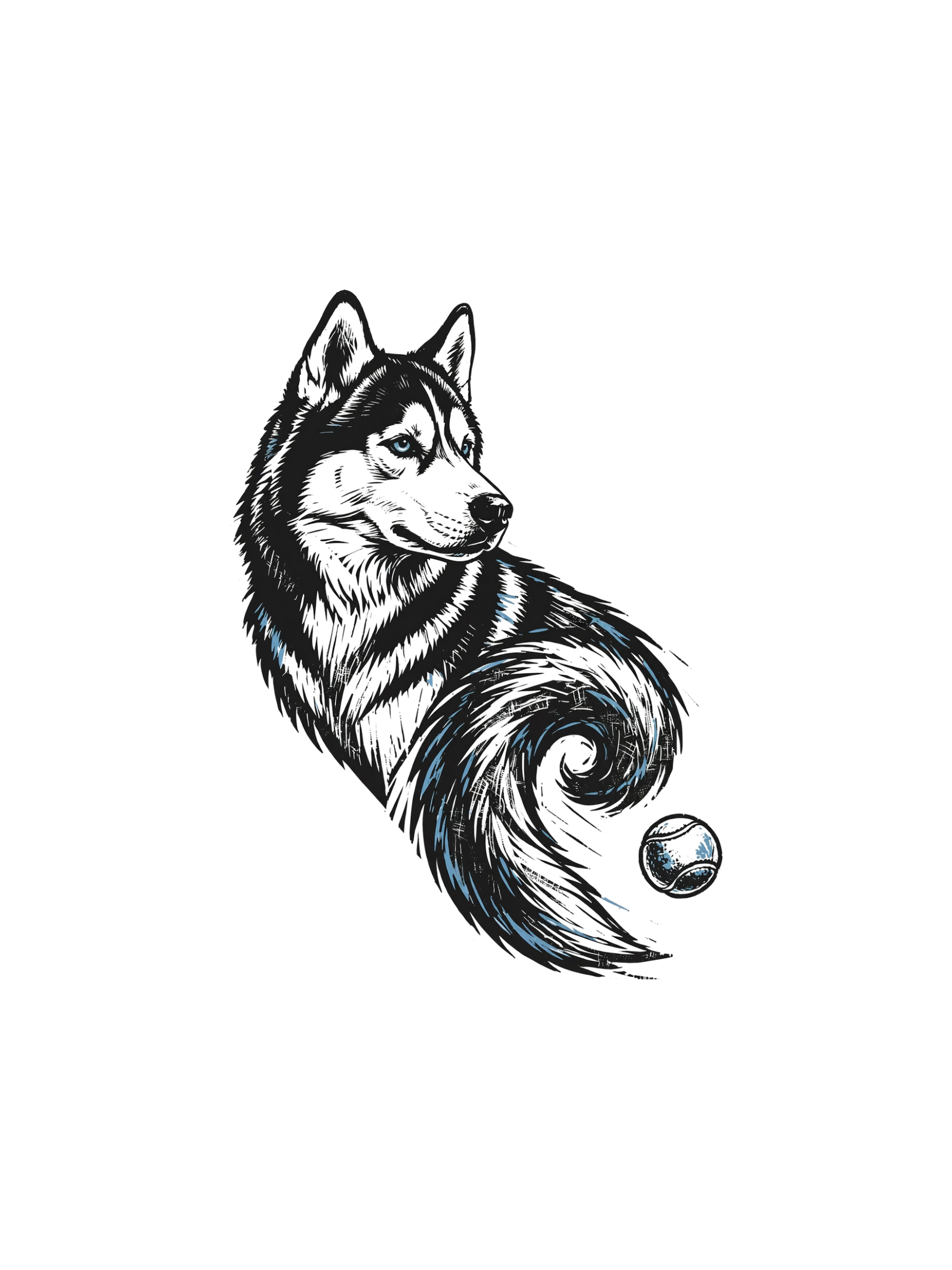 Tankchest Pet Husky Woodcut — exact print artwork