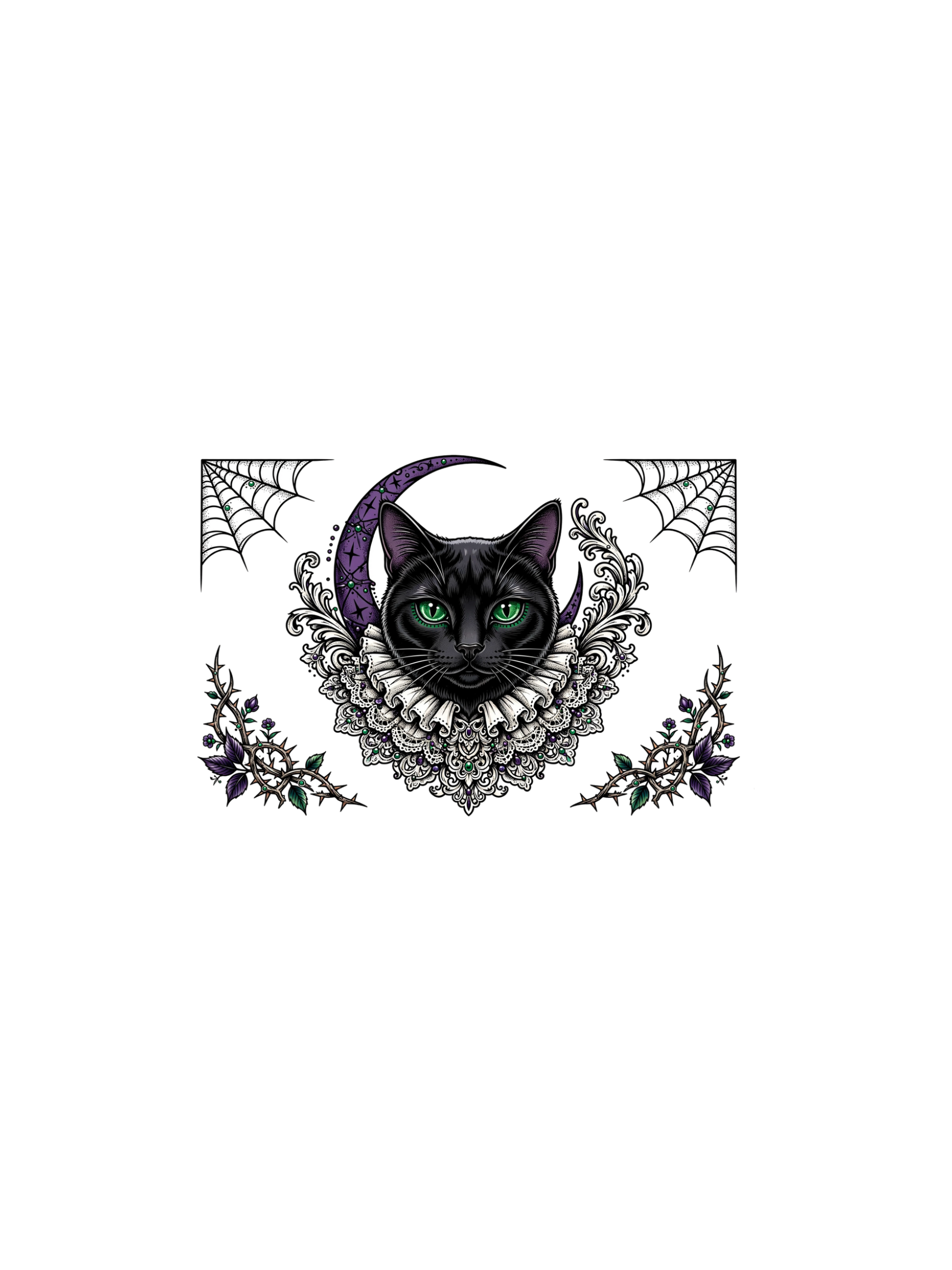 hp-hoodieback-fun-gothcat-tattooflash on Unisex Heavy Blend Hoodie | Gildan 18500 — exact print artwork
