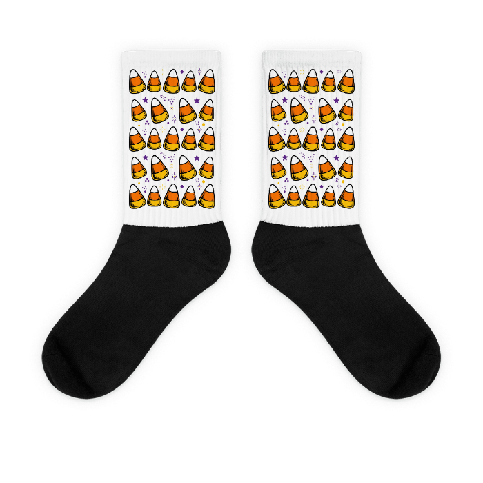 hp-socks-gift-halloween-candycorn on Black Foot Sublimated Socks — Default