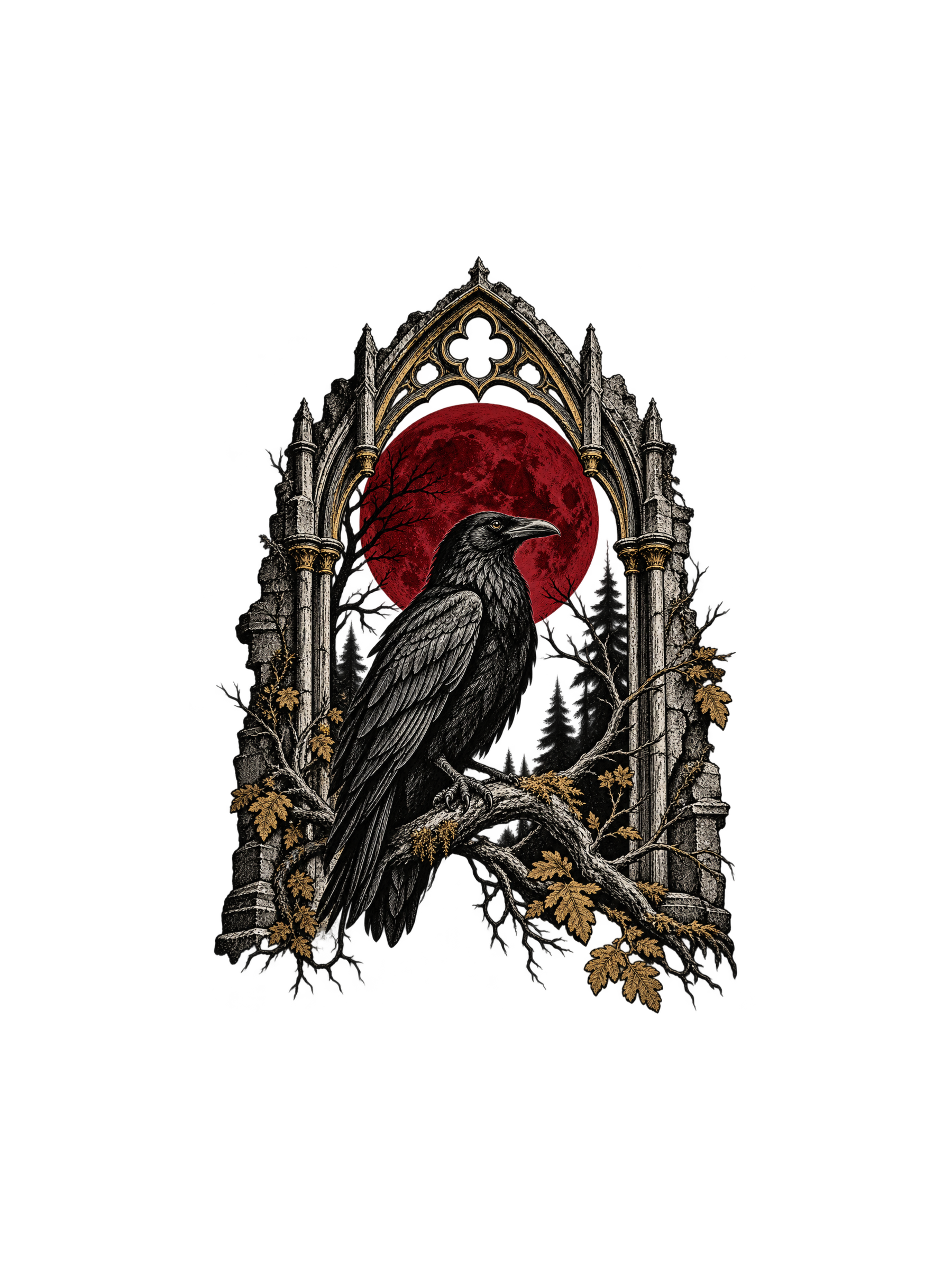 Cathedral Night Raven Long Sleeve — exact print artwork