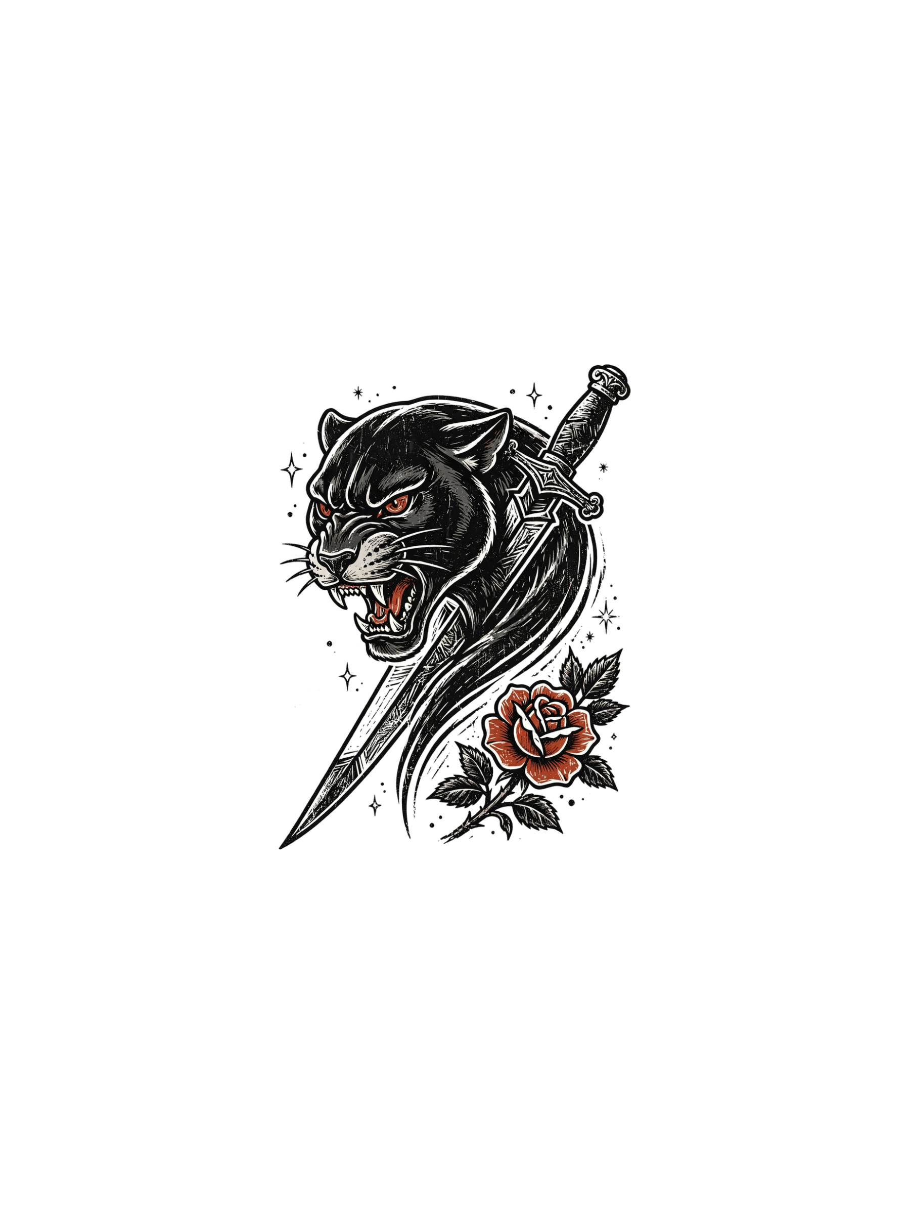 hp-sweatchest-fun-panther-tattoo-woodcut on Unisex Crew Neck Sweatshirt | Gildan 18000 — exact print artwork