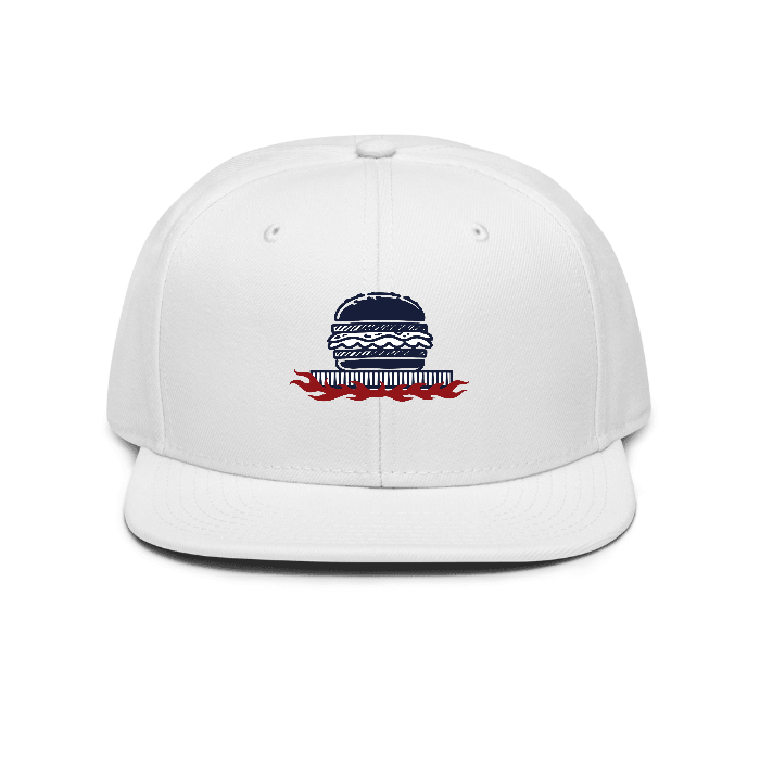 Flame Grate Snapback — Front dtf hat