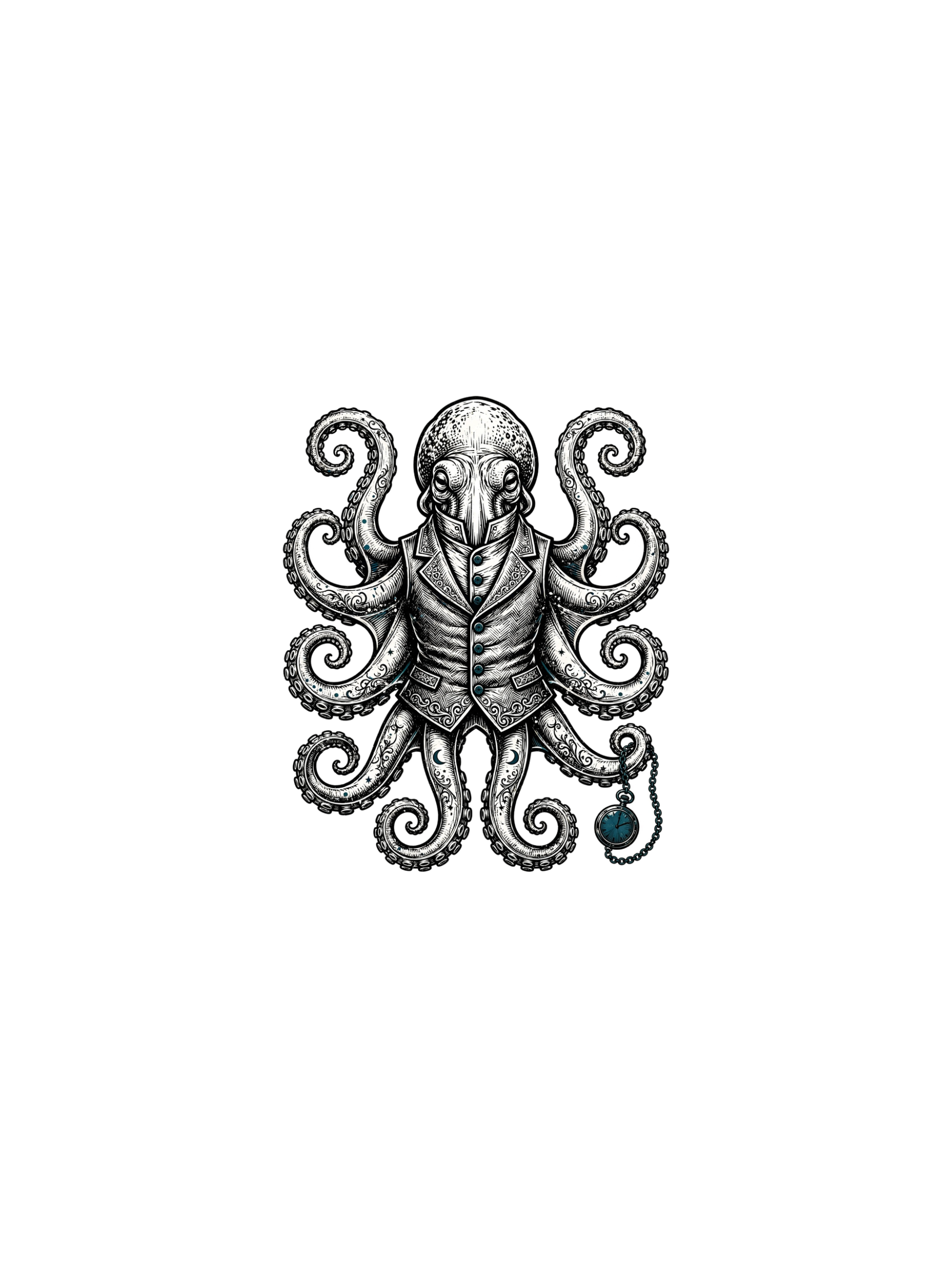 hp-octopus-waistcoat-longsleeve-woodcut on Unisex Long Sleeve Shirt | Gildan 2400 — exact print artwork