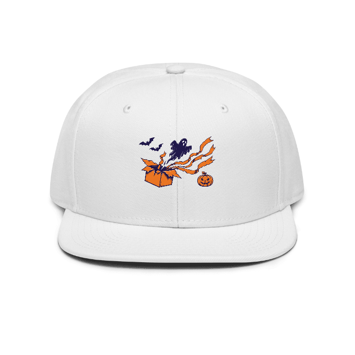 Halloween Ghost Tear Snapback — Front dtf hat