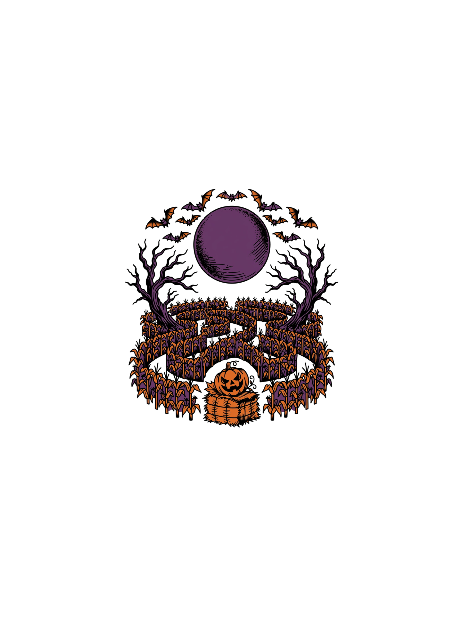 hp-teechest-halloween-cornmaze-tattooflash on Unisex Staple T-Shirt | Bella + Canvas 3001 — exact print artwork
