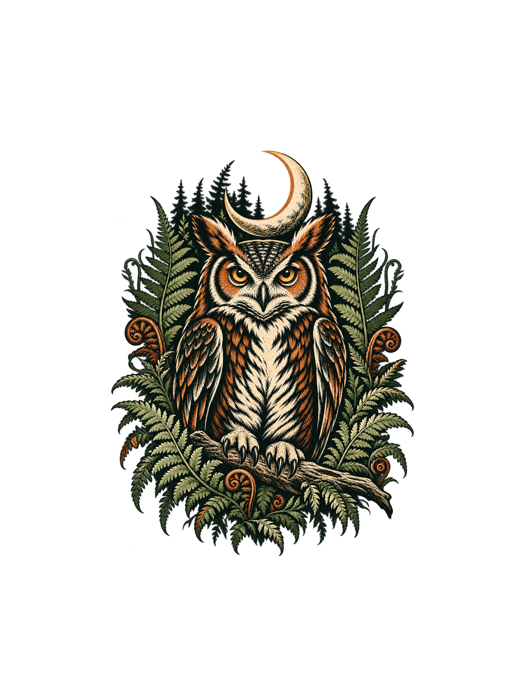 Night Garden Owl Tank — exact print artwork