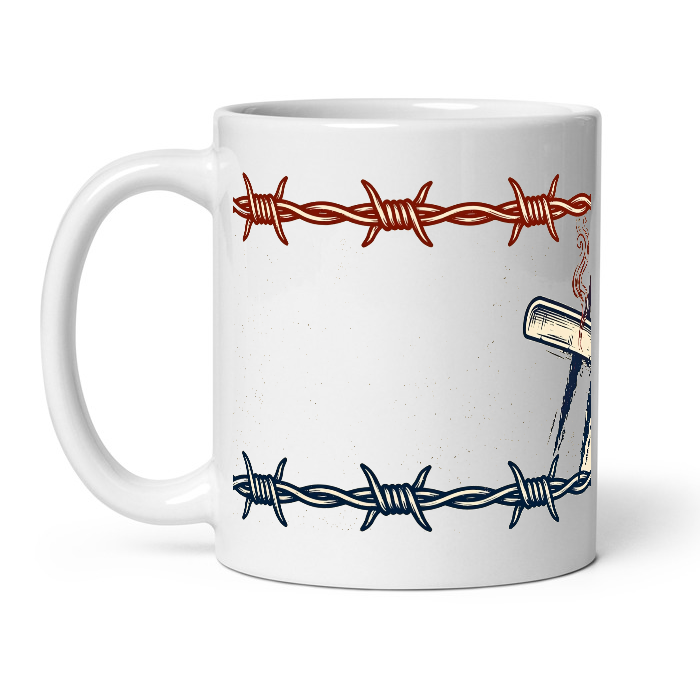 Barbed Wire on White Glossy Mug
