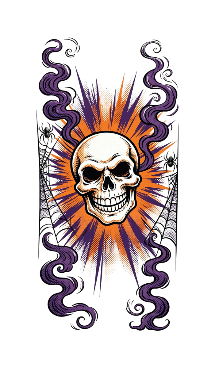 hp-socks-halloween-skull on Black Foot Sublimated Socks — exact print artwork