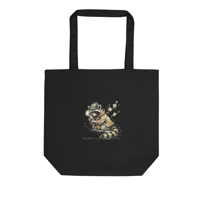 hp-tote-fun-raccoon-detective-watercolor on Eco Tote Bag — Front · printed design