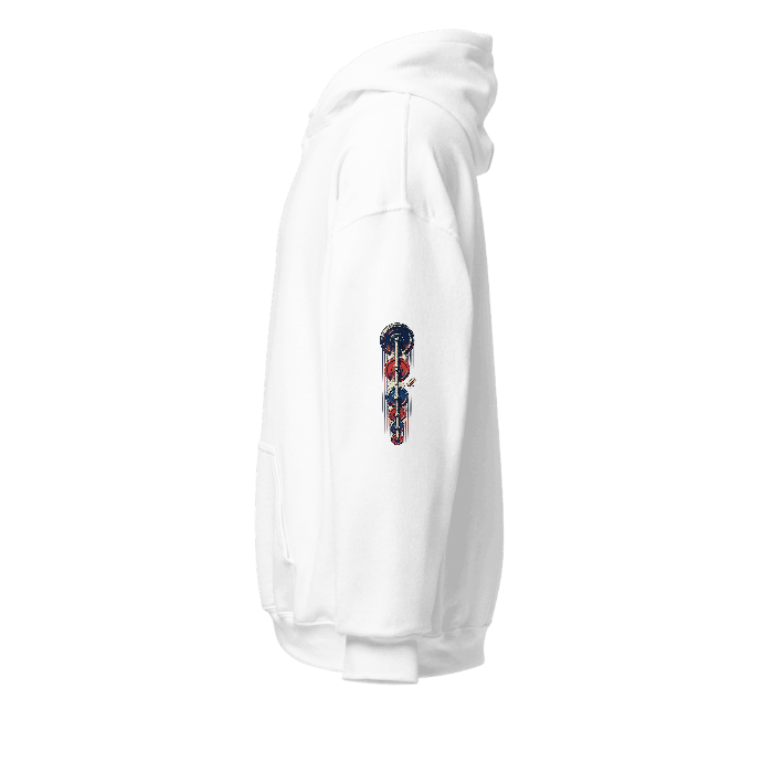 Plates Halftone Hoodie — Left sleeve · printed design