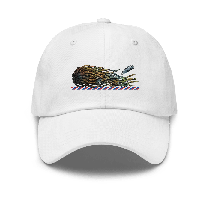 Dadhat Barber Locs Watercolor Dad Hat — Front · printed design