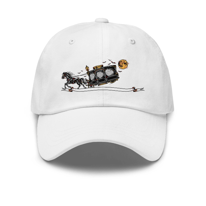 hp-dadhat-halloween-hearse-tattooflash on Classic Dad Hat | Yupoong 6245CM — Front · printed design