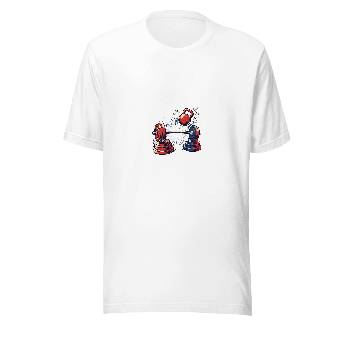 Barbell Halftone T-Shirt — Front · printed design