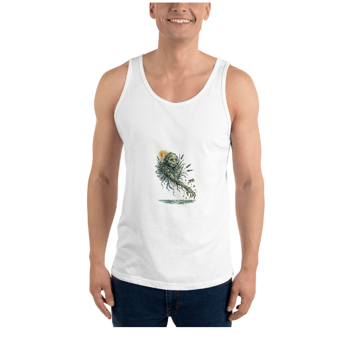 hp-tankchest-halloween-swampcreature-watercolor on Unisex Staple Tank Top | Bella + Canvas 3480 — Front · printed design