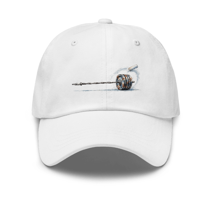 Watercolor Barbell Dad Hat — Front · printed design