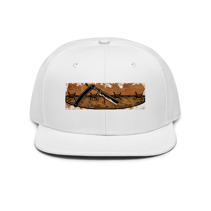 Barber Slash Snapback — Front · printed design