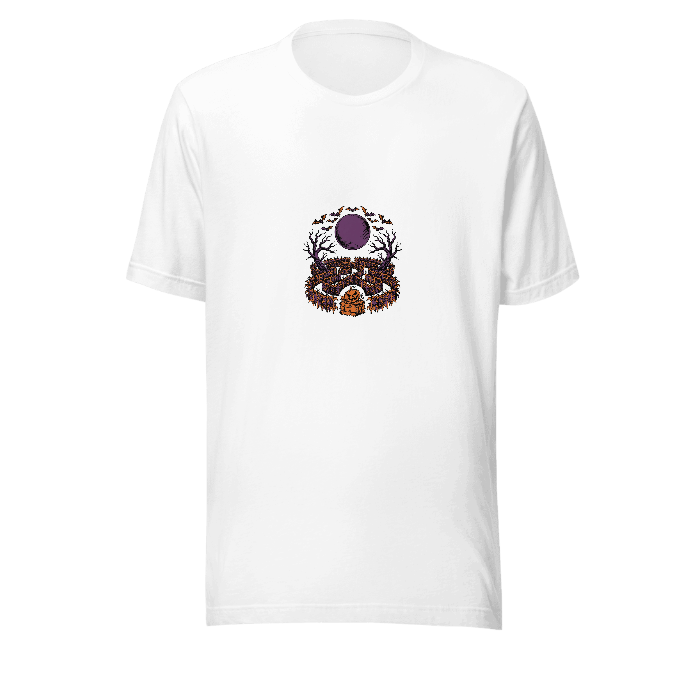hp-teechest-halloween-cornmaze-tattooflash on Unisex Staple T-Shirt | Bella + Canvas 3001 — Front · printed design