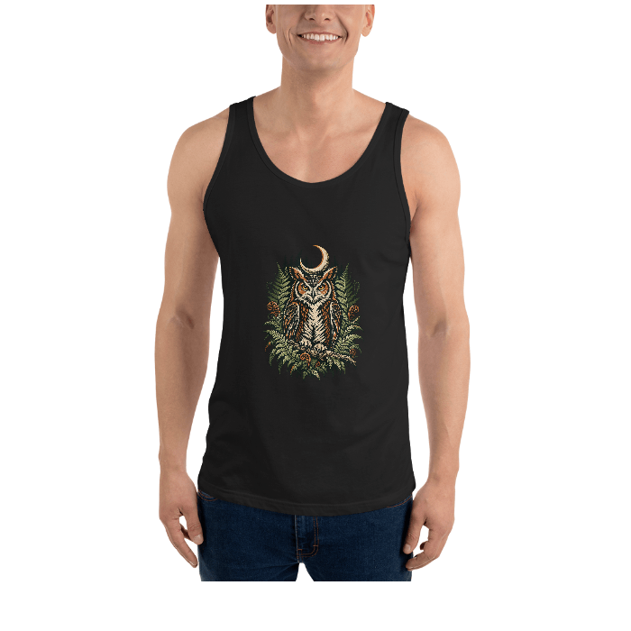 Night Garden Owl Tank — Front · printed design