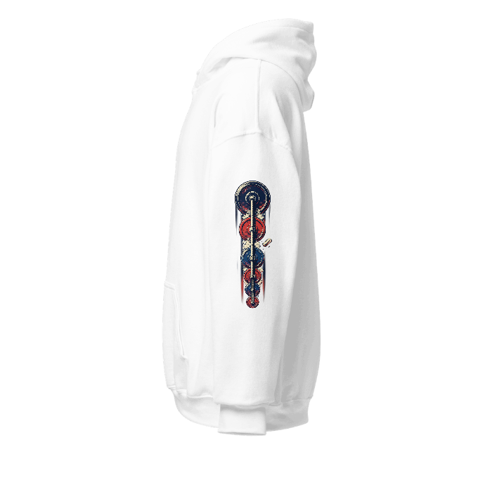 Plates Halftone Hoodie — Left sleeve · printed design